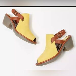 FLY London - Leather heeled sandals - Wena - Burnt yellow -EU38w USA 7 7.5